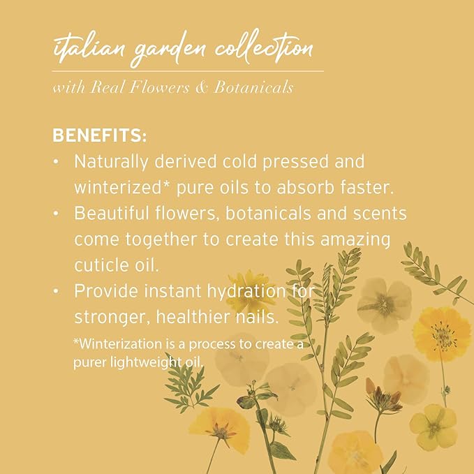 Cuccio Botanicals Revitalizing Cuticle Oil – Roman Garden (Lily & Italian Jasmine Scent) – Infused with Real Flowers & Natural Oils for Deep Hydration, Non-Greasy Spa Experience, 2.1 oz