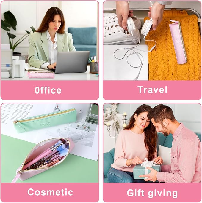 2pcs Small Leather Pouch Mini Cosmetic Bag for Purse Small Make Up Bag with Zipper Portable Cosmetic Organizer for Women and Girls