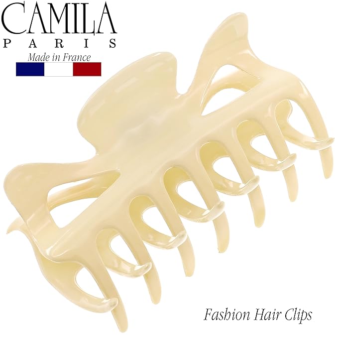 Camila Paris CP3509 French Hair Clip for Women, 3.5 inch Cream for Thick Volume Hair, Girls Hair Claw Clips Jaw, Durable Styling Hair Accessories for Women, Strong Hold No Slip Grip, Made in France