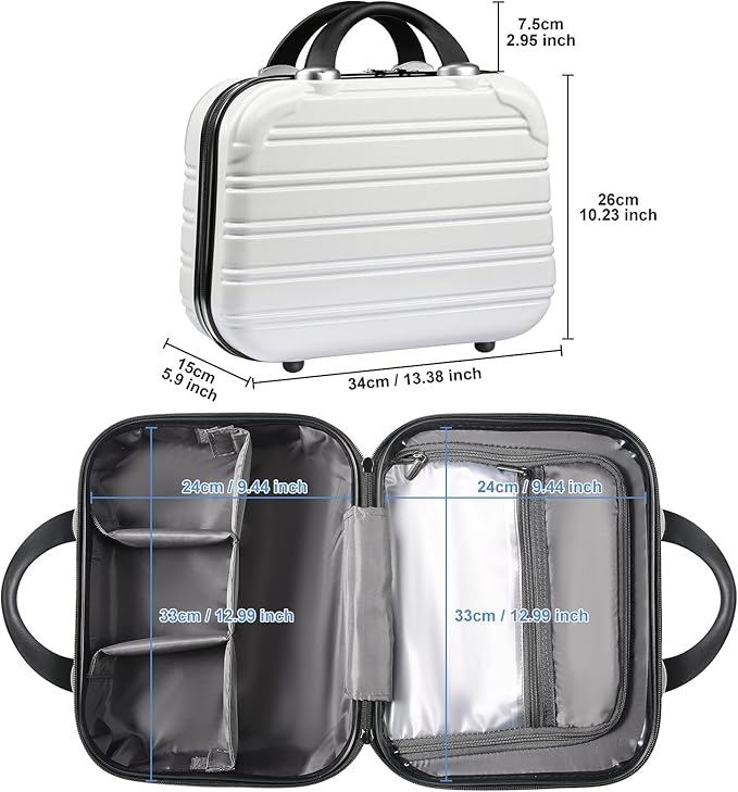 14-Inch Makeup Train Case Hardshell PC+ABS Travel Cosmetic Organizer, Makeup Storage Box for Toiletry Durable Portable Gifts for Women.