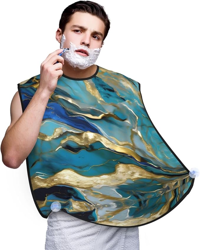 Beautiful Peacock Print Beard Bib Shaving Apron, Beard Hair Trimming Cape Gift For Dad