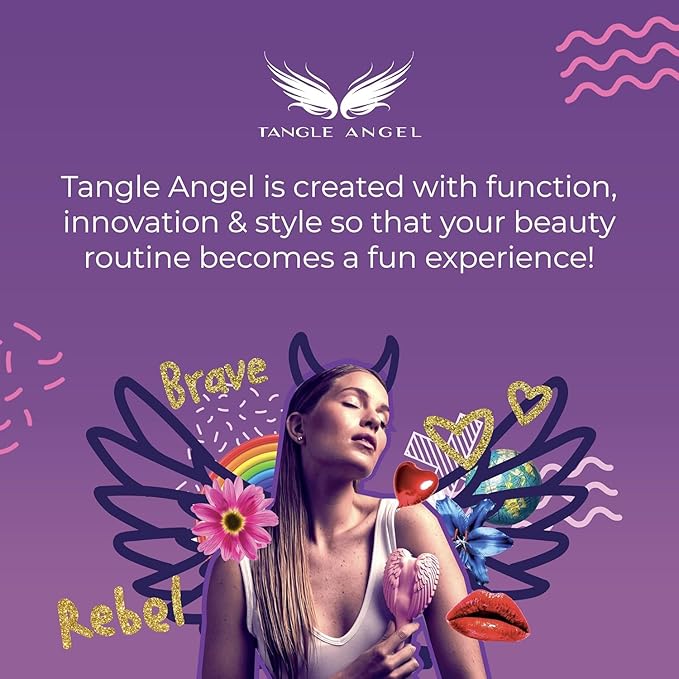 Detangling Hair Brush - Anti Static Angel Wing Hair Brush with Soft & Flexible Bristle for Straight & Wavy Hair - Tangle Angel Hair Detangler Brushes for Blow Drying & Shower - Two Tone Pink Blue