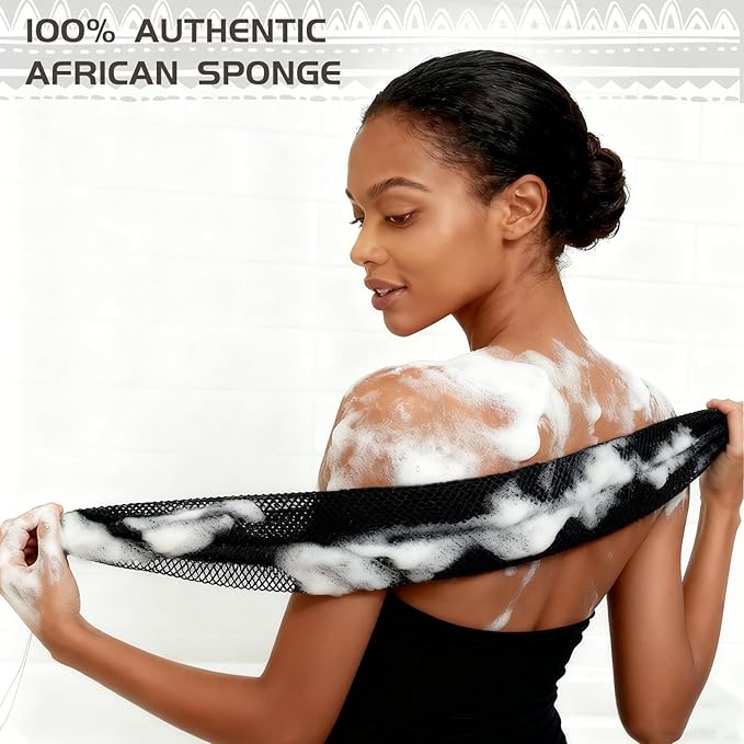 African Net Sponge Authentic, Loofah Exfoliating Body Scrubber Bath Sponge, African Exfoliating Net Sponge Back Scrubber Washcloth for Shower, Body Care Bathing Accessories (Pink)