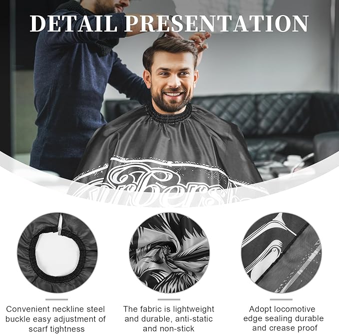 Barber Cape, Professional Hair Cutting Cape, Haircut Capes For Adults, Oilproof Anti-static Cutting Hair Beard Hairdressing Salon Cape, No Sticking to Hair, Easy to Clean