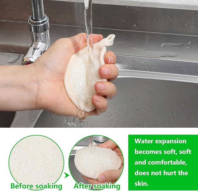 4 Pcs Natural Loofah Sponge Facial Scrub Pads Exfoliating Pads for Face Exfoliating Pads Scrubbers Facial Sponge Loofah for Women Men Bath Shower, Face That Gets You Clean