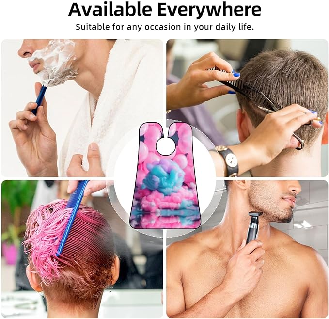 Pinks Cotton Candy Print Beard Bib Shaving Apron, Beard Hair Trimming Cape Gift For Dad