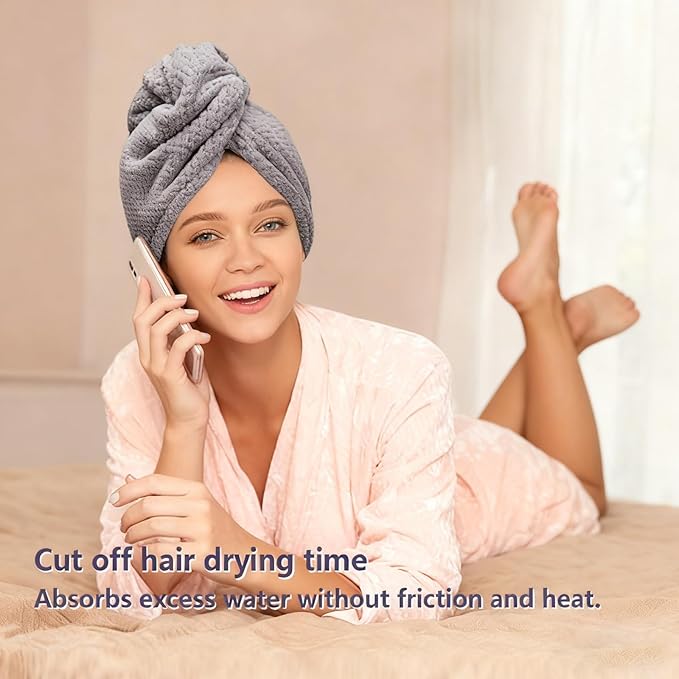 3Pcs Hair Towel Caps, Fast Drying Hair Drying Caps Towel Turban Wrap, for Speedy Drying, Styling, and Deep Conditioning, Travel-Friendly and Lightweight, for Wet Hair Women
