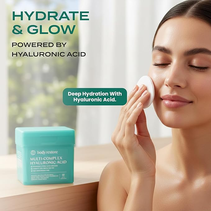 Body Restore Niacinamide Cooling Jelly Toner Pads (60 Count) – Korean Cica Toner Pads with 7 Types of Hyaluronic Acid & Adenosine – Hydrating, Pore Care, Cooling Face Pads – Made in Korea