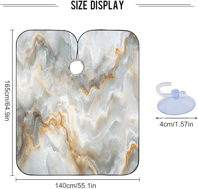 White Marble Barber Cape Waterproof Hair Cutting Cape with Adjustable Snap Closure Salon Hairdressing & Beard Shaving Cape for Adults Kids Haircut Accessories