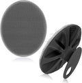 INNERNEED Soft Silicone Body Scrubber Exfoliating Glove Shower Cleansing Brush, SPA Massage Skin Care Tool, for Sensitive and All Kinds of Skin (Gray+Black)
