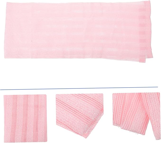 Back Scrubber Belt Portable Exfoliating Towel Bath Wash Towel Straps Comfortable Material Pink