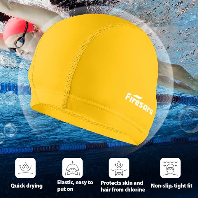 Firesara Fishtail Fabric Swim Cap for Men Women, Breathable High Elasticity Swimming Cap Hair Protection Quick Dry Soft for Long Hair Short Hair, Kids Boys and Girls