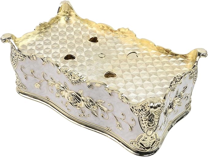 Geesatis Tissue Box Cover Tissue Box Holder Facial Tissue Paper Organizer Luxury Facial Napkin Holder for Home, Gold, 1 Pcs