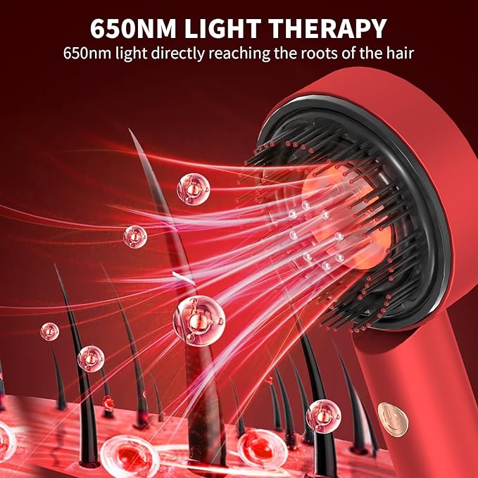 Electric Scalp Massager, 3 in 1 Hair Oil Applicator, Scalp Care Brush, IPX7 Waterproof, Cordless & Portable Scalp Brush for Home & Travel, Red
