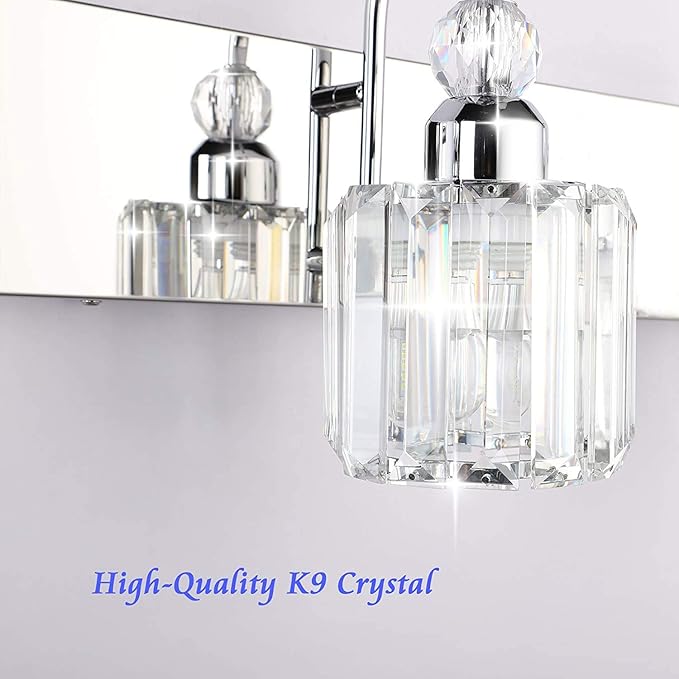 Ralbay Modern Bathroom Vanity Light - 2-Light Crystal Wall Fixture for Bathroom