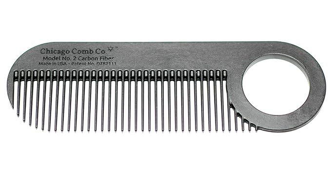 Chicago Comb No. 2 Carbon Fiber + Black Horween leather sheath, Made in USA