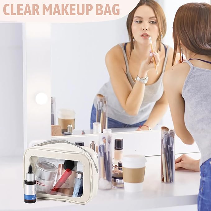 6PCS Clear Toiletry Bag,TSA Approved Travel Pouch with Zipper for Cosmetics and Toiletries，Diaper Bag Organizer Pouch Set, Purse Organizer and Clear Car Bag for Women and Kids
