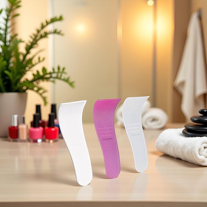 Portable Hair Wax Cleansing Spatulas Sticks Mask Scraper Plastic Waxing Applicator & Depilatory Creams Hair Waxing Removal Beauty Tools, White and Rose Red 3 Pcs