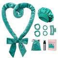 ZILAMPU No Heat Overnight Curl Headband, 70" Soft Wave Hair Rollers for Long Hair, 9 PCS Curl Rods Gift Set - Blue-green