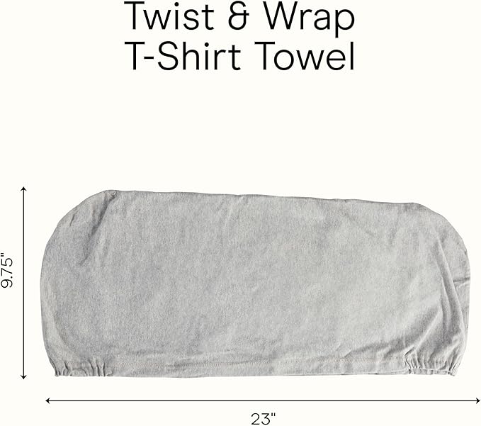 Conair Cotton Hair Towel Wrap & Twist for Women, Fast Drying Ultra-Absorbent Hair Plop for All Types and Lengths, Turban-Style Cotton Towel Helps Maintain Natural Curl Style, Gray
