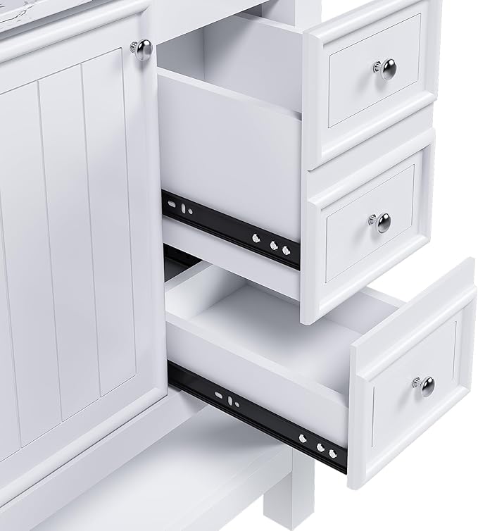 Montary 36" Bathroom Vanity Without Sink, Modern Stylish White Bathroom Storage Cabinet MDF, Freestanding Vanity with One Cabinet and Three Drawers, White (NOT Include Sink)