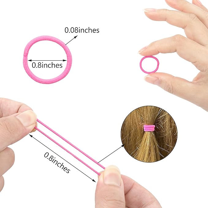 CÉLLOT 360PCS Small Hair Ties,No Crease Pinky Baby Hair Ties,2cm in Diameter Rubber Elastic Hair Ponytail Holder Hair Accessories for Baby Girls Toddlers Kids