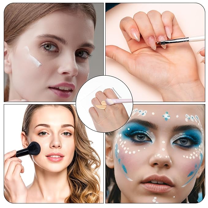 Hand Makeup Mixing Palette, Acrylic Foundation Mixing Tray, Clear Handheld Nail Art Manicure Palette Eyeshadow Cosmetic Tray for Makeup Blending