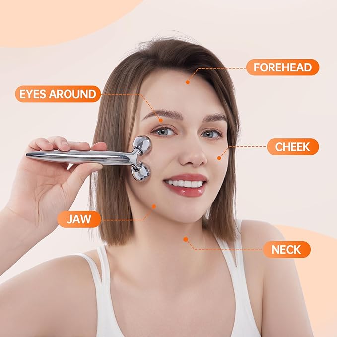 3D Gua Sha Facial Tools Metal Face Roller Stainless Steel Gua Sha Set Cooling Massage Tools for Reduce Puffiness, Firm Skin, Anti-Aging Care - Daily Facial Sculpting Gift for Women