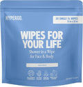 HyperGo XL Single Body Wipes for Women & Men – 12" x12" Rinse-Free Full Body Cleansing 30 Count Pack - Unscented | Biodegradable, Hypoallergenic, Aloe-Infused | Gym, Festival, Camping Essentials
