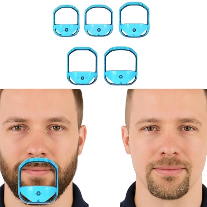 Goatee Beard Shaper Template for Men, Goatee & Beard Trimming Shaving Kit, Saves Time (Blue)