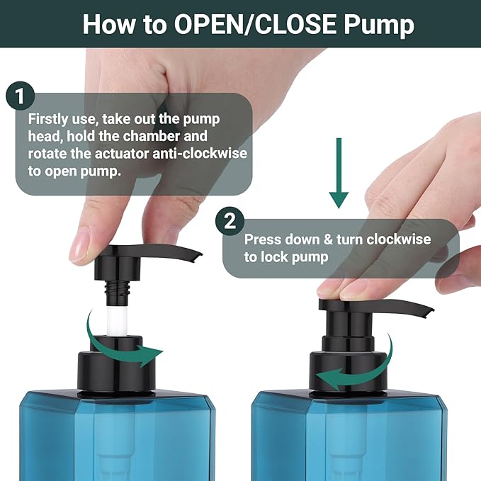 Suream Soap and Lotion Dispenser Set, 27oz/800ml Blue Shampoo and Conditioner Bottles, Plastic Soap Dispenser with Labels for Bathroom, Kitchen, Hotel(Set of 3)