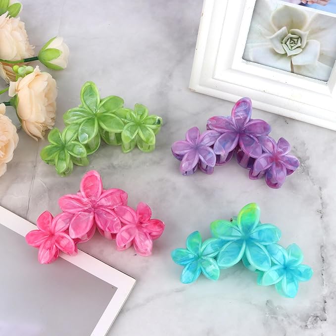 Flower Hair Clips for Women 4PCS Flower Claw Clips Non-slip Cute Claws for Thick Thin Hair Strong Hold Stylish Accessories for Women Girls