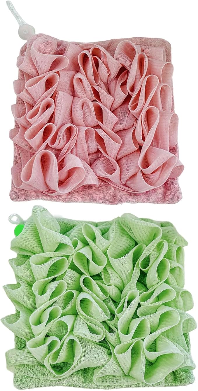 Bath Pouf Soap Holder Sponge Loofah Sponge for Smooth Skin Gentle Lathering Cleansing Shower Pouf with Soap Slot