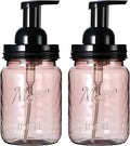 Amolliar Plastic Foaming Soap Dispenser with Pump Lid, 16Oz Refillable Foam Hand Soap Dispenser Set, Clear Dish Soap Bottles with Waterproof Lable for Farmhouse Kitchen Bathroom (2 Pack, Black)