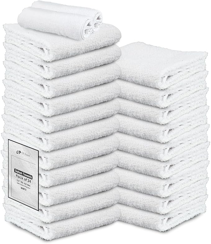 Hand Towels (Pack of 24) White Economy Towels Salon Towels - 100% Cotton Spa Towel – 16 x 27 Inches Highly Absorbable, Facial, Gym, Hair, Face Towel Bulk