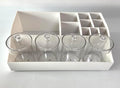 Vtopmart 5 PCS Bathroom Countertop Organizer, 1 Divided Tray with 4 Qtip Holder Jars, Restroom Clear Organizers for Toothbrush, Cotton Pads Balls, Floss, Bathroom Vanity Accessories Storage Set, White