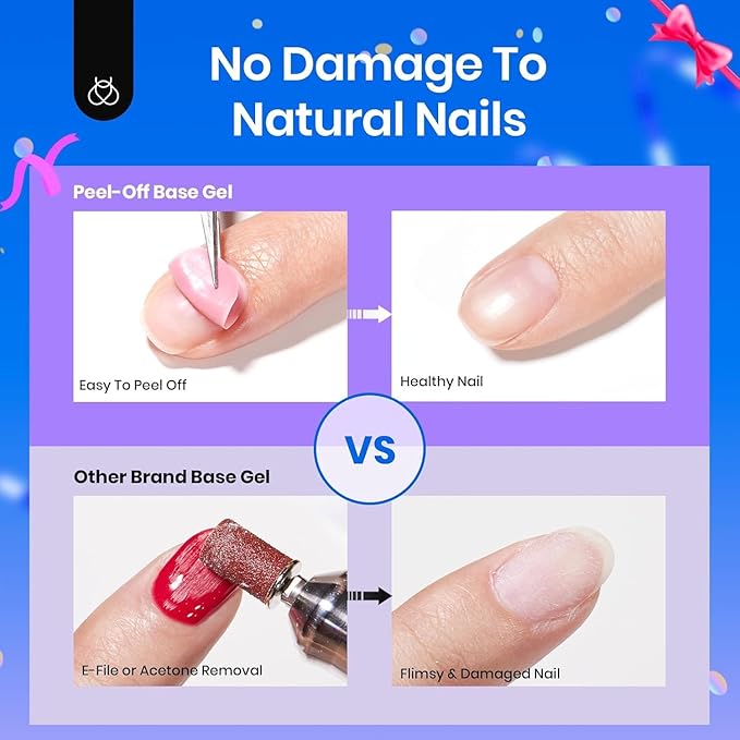 Beetles Peel Off Gel Base Coat: 15ml Peel Off Base Coat for Gel Nail Polish, Soak Off-Free Easy Removal without Damage, Long Lasting for Weak Thin Nails