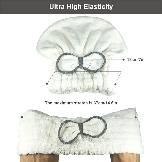 Jseng Large Microfiber Fast Hair Drying Towel Cap [New Upgrade], Extrame Soft & Ultra Absorbent, Fast Drying Hair Caps for Long & Thick Hair
