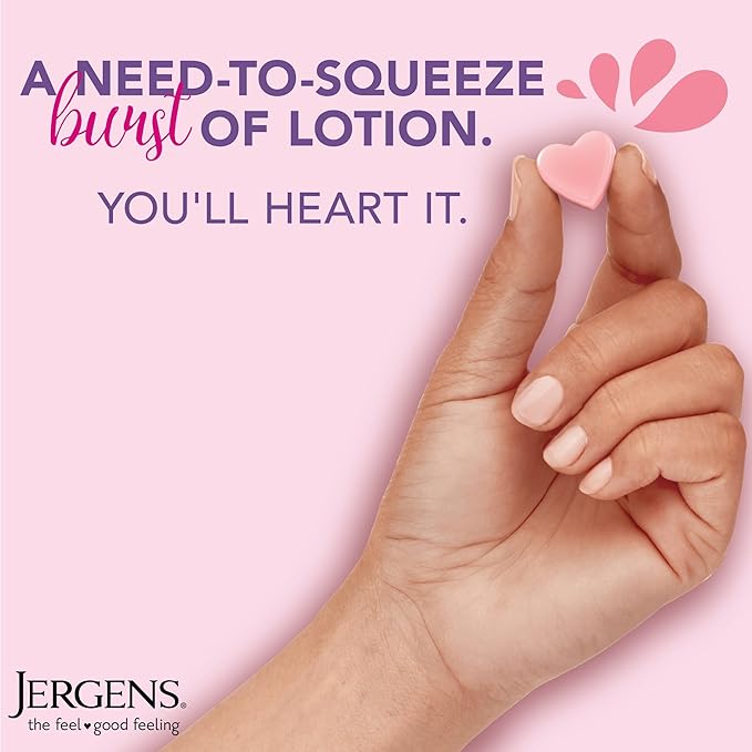 Jergens Cherry Almond Lotion Bursts, Squishy Heart-Shaped Moisturizer Bursts, Lotion Gifts for Teens, 38 Ct (Pack of 2)
