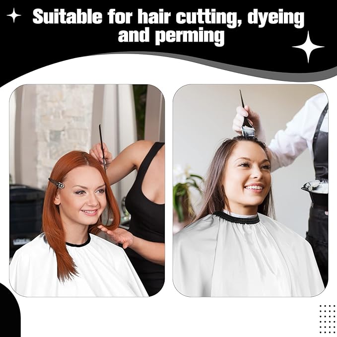 Jeyiour 6 Pieces White Barber Cape Professional Hair Cutting Salon Cape with Adjustable Snaps for Haircuts Coloring Adults Women Men Shampoo, 55 x 47 Inches