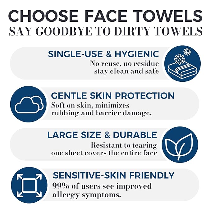 Disposable Face Towels XL,7.9" x 9.4" Large Face Towelettes Disposable,100% Viscose Fiber Extra Thick Soft Dry Wipes For Sensitive Skin,Makeup Remover,Face's Wipes,3 Travel Pack Faces Towel,30 Count