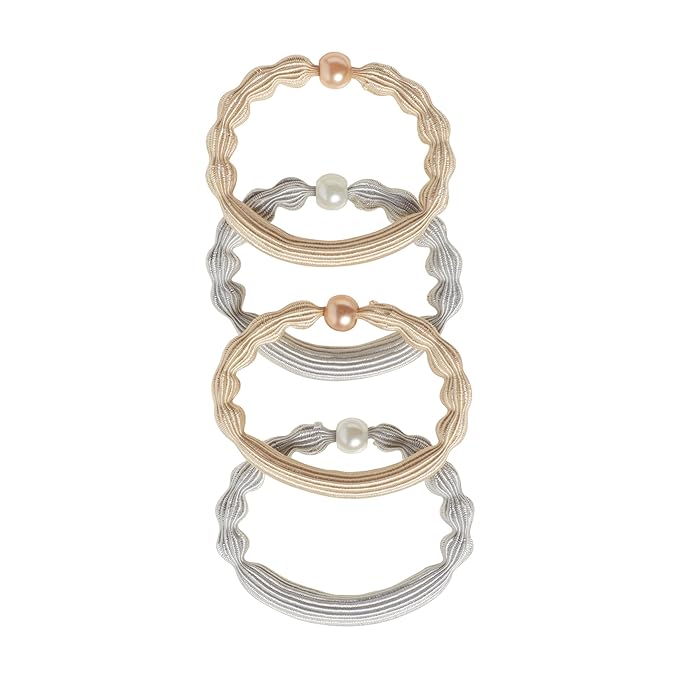 Goody Ouchless Forever Hair Elastics, 10 Ct, Blonde & Silver, 6MM, Damage-Free, 3X Stronger Ties, Retainable Shape, 16 Strand Inner Core, Styling Accessories for Women & Men, All Hair Types