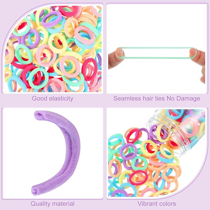 150 Pack Soft Seamless Hair Bands and Ponytail Holders - Elastic No Damage Hair Accessories for Girls and Toddlers