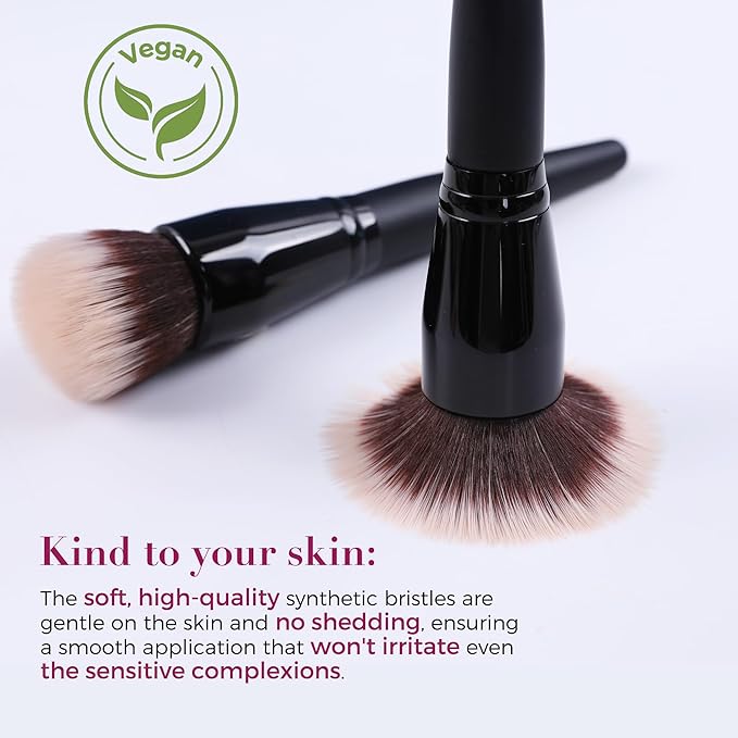 ENERGY Stippling Brush,Professional Makeup Brush for Liquid, Contour, Foundation, Bronzer, Blush, Powder, Buffing, Blending, Soft Vegan Synthetic Bristles, Face Make Up Tool,Black