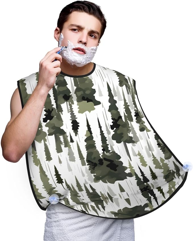 Yellow Flowers Butterflies Print Beard Bib Shaving Apron, Beard Hair Trimming Cape Gift For Dad