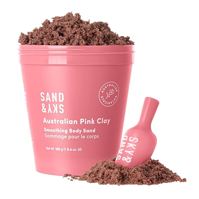 Sand & Sky Body Scrub Exfoliating Scrub Body Exfoliator - Australian Pink Clay Shimmer Body Polish with Macadamia Oil, Cellulite & Keratosis Pilaris, Biodegradable Glitter, 6.8 oz