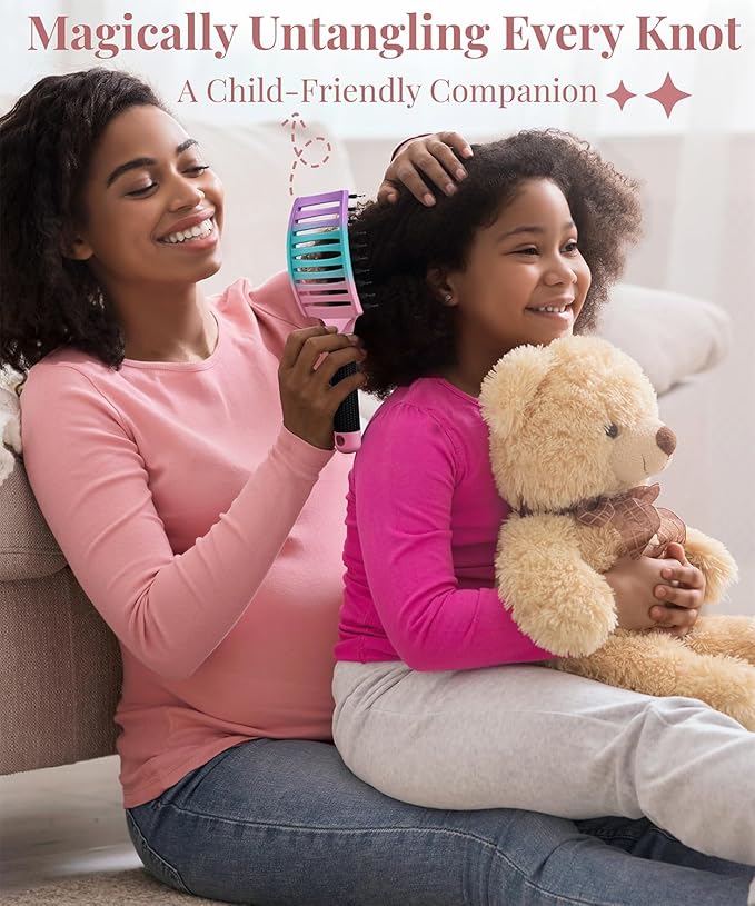 KTKUDY Wet or Dry Detangling Hair Brush for All Hair Types - Eliminates Knots & Reduces Breakage Hairbrush - Tangle Free Detangler Brush For Women Men & Kids, Single, 1 Count