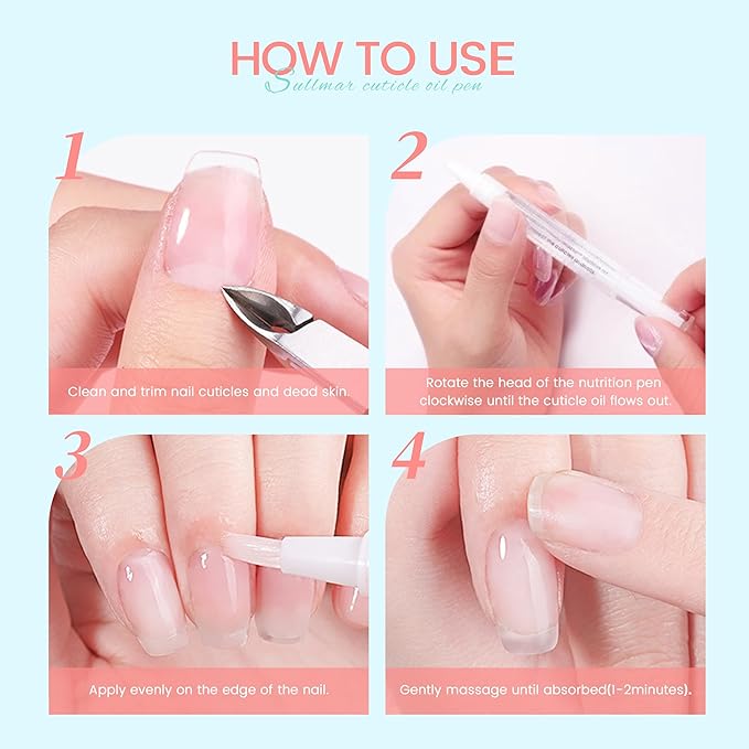 5pcs Cuticle Oil Pens Nail Nutrition Pen for Nail Strengthening & Nails Cuticle Care Nourishment DIY & Salon