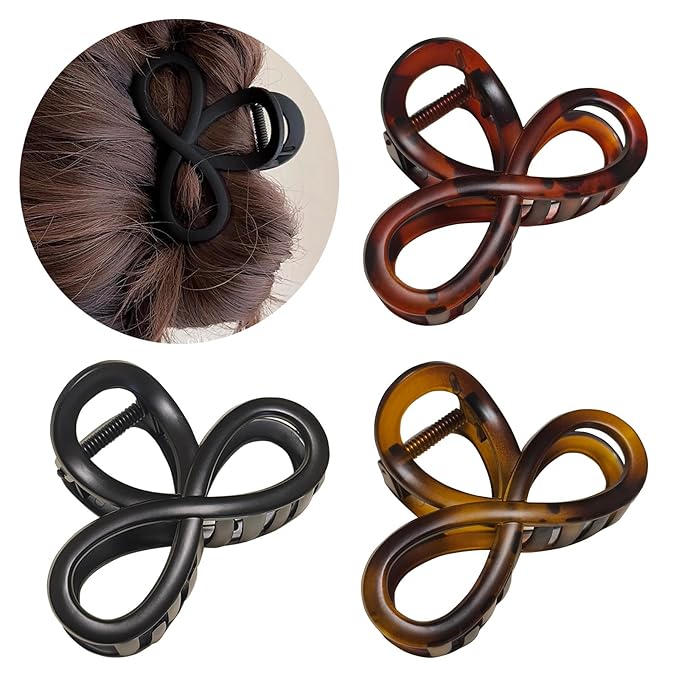 3.3 Inch Hair Claw Clips, Unbreakable No Slip Matte Neutral Claw Clip for Women's Thin & Medium Thick Fine Hair, 3 Pack