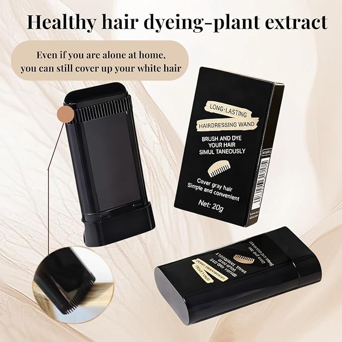 Safe and Convenient Comb Hair Dye Stick, White Hair Cover Stick, 2-in-1 Convenient Instant Dyeing, Waterproof and Sweat Proof, Quick Root Dressing (Black) c